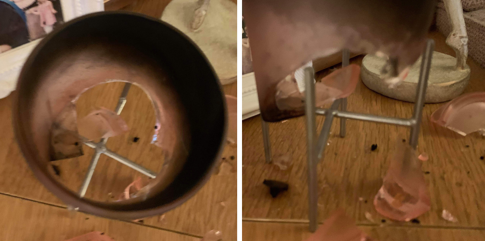 MOTHER AND BABY ESCAPE UNINJURED AFTER £1 CANDLE EXPLOSION