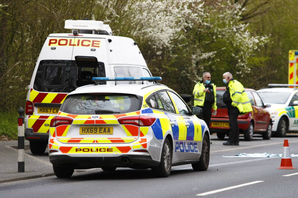 MOTORCYCLIST LOSES CONTROL AFTER BRAKING FOR SPEED CAMERA VAN