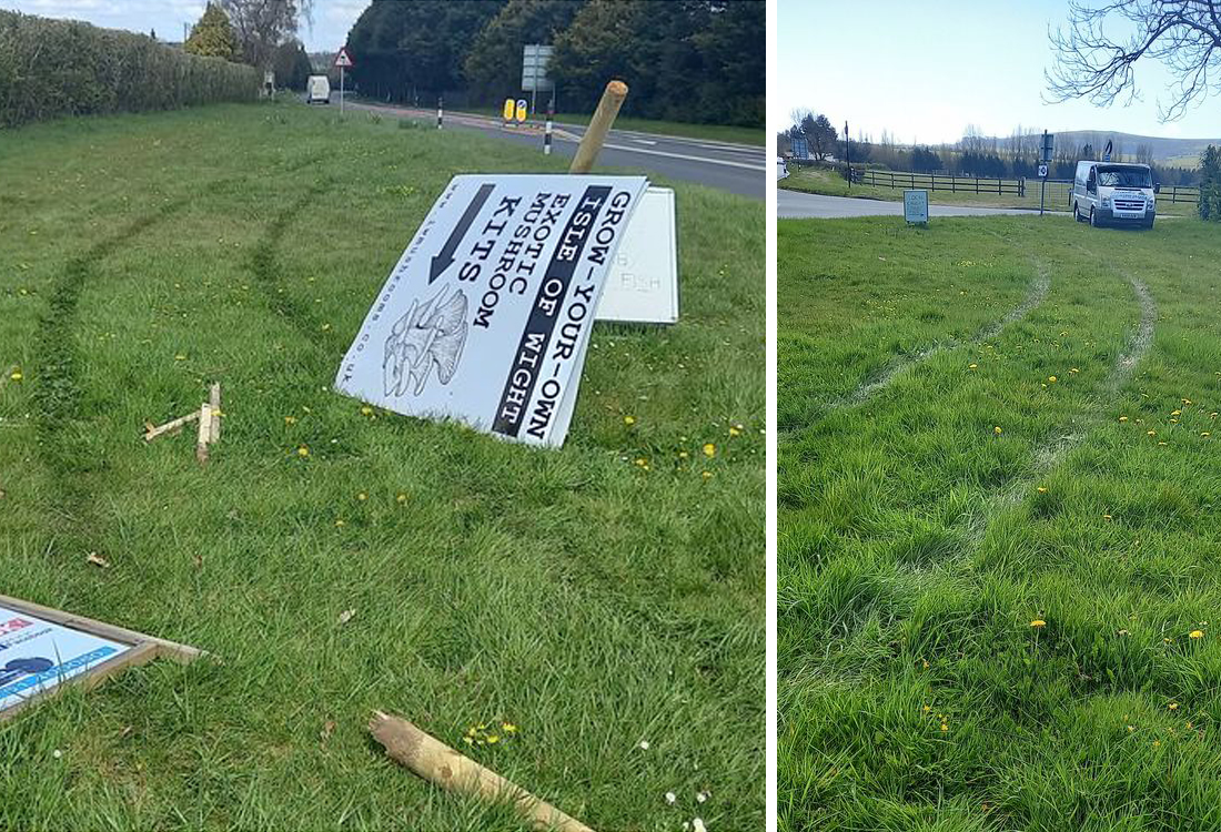 BUSINESS OWNER’S APPEAL AS ROADSIDE SIGNS DESTROYED BY VEHICLE