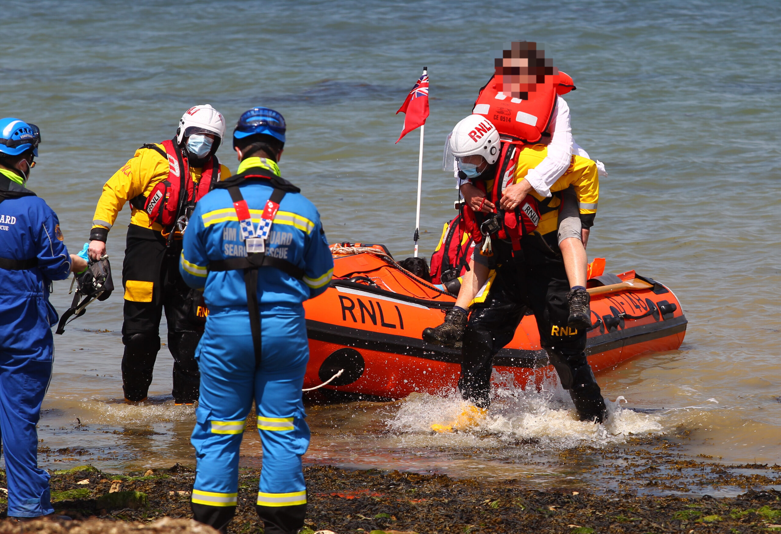 WOMAN AND DOG RESCUED FROM CLIFF NEAR GURNARD