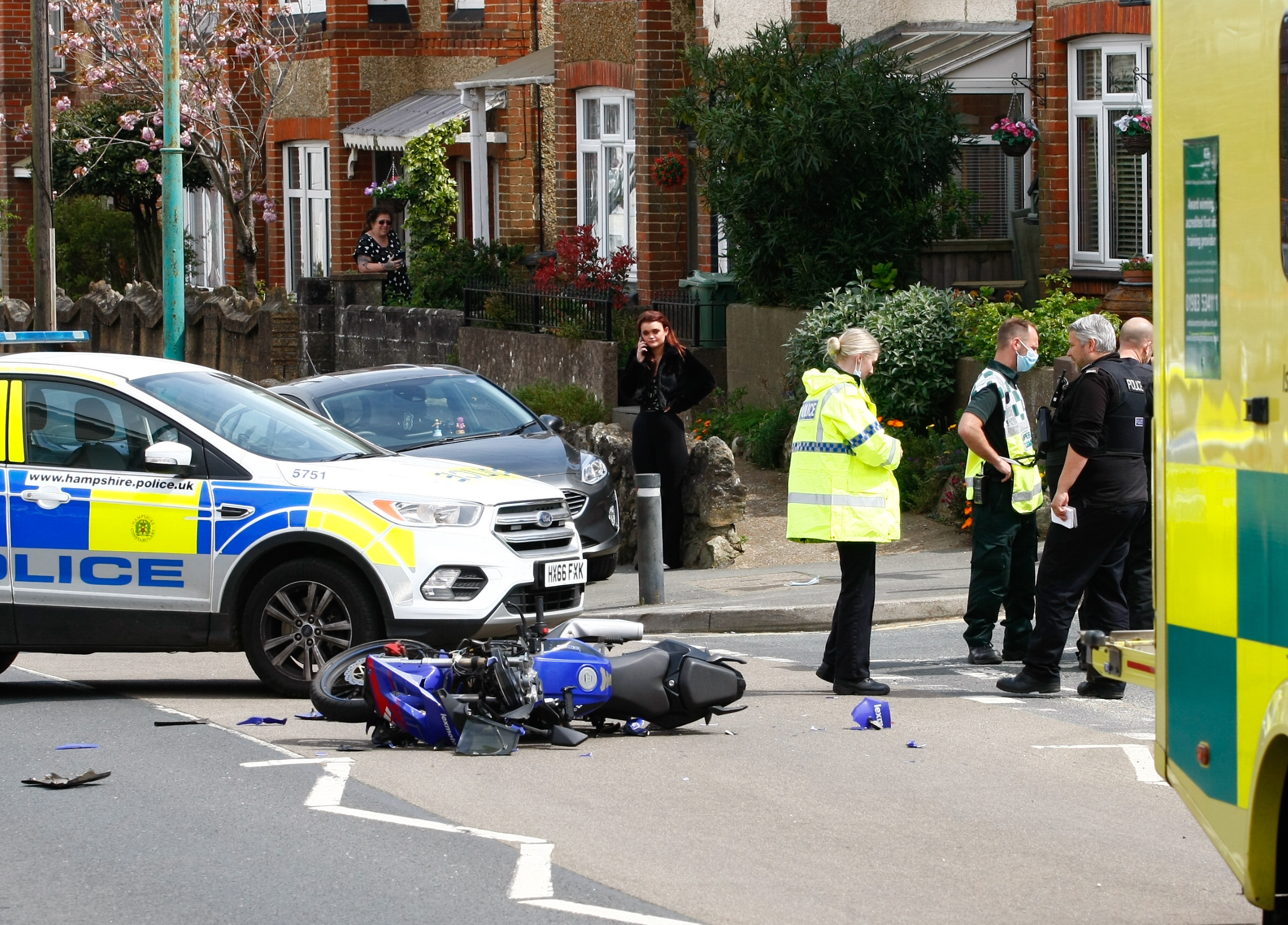 MOTORCYCLIST INJURED IN LAKE COLLISION