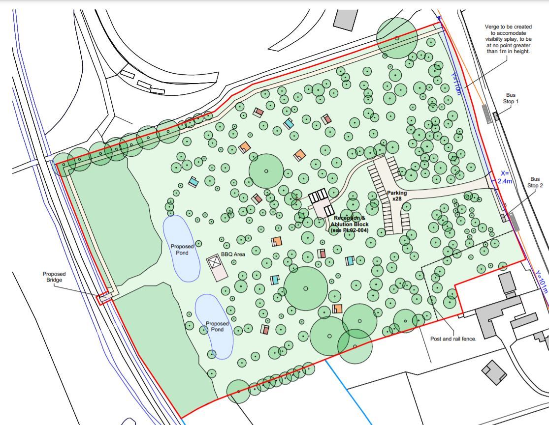 GLAMPING SITE PLANS FOR NEWCLOSE BACK BEFORE PLANNERS