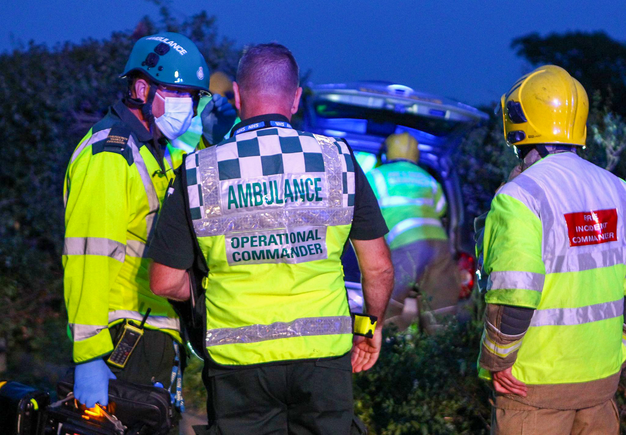 ROAD CLOSED AS FIREFIGHTERS WORK TO FREE OCCUPANT OF CRASHED NISSAN MICRA