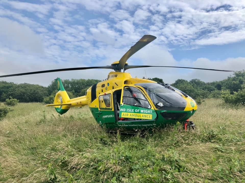 AIR AMBULANCE DOCTORS TEND TO YOUNG GIRL AFTER TREE FALL
