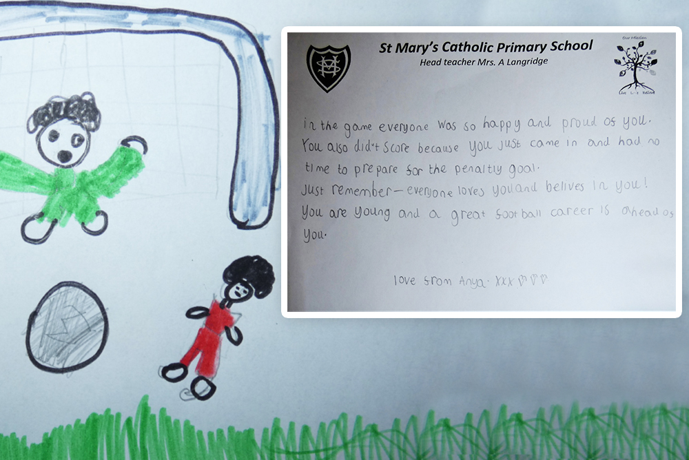 LOVE CONQUERS HATE: PRIMARY SCHOOL CLASS WRITE TO BUKAYO SAKA AFTER ENGLAND PENALTY LOSS