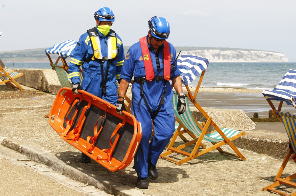 RESCUE OF INJURED MALE UNDERWAY AFTER FALLING DOWN CLIFF AT LUCCOMBE