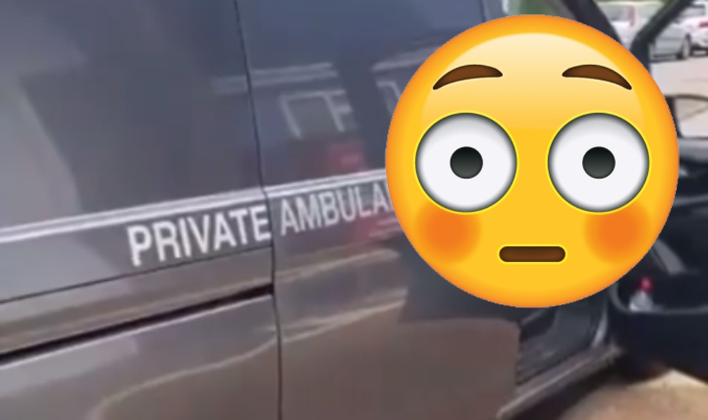 PRIVATE AMBULANCE BLASTS OUT ‘ANOTHER ONE BITES THE DUST’ OUTSIDE SHANKLIN FUNERAL HOME