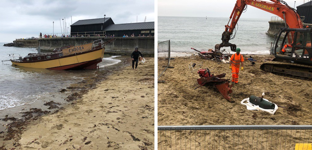 STRANDED VESSEL RECOVERED FROM SHANKLIN BEACH AND SCRAPPED