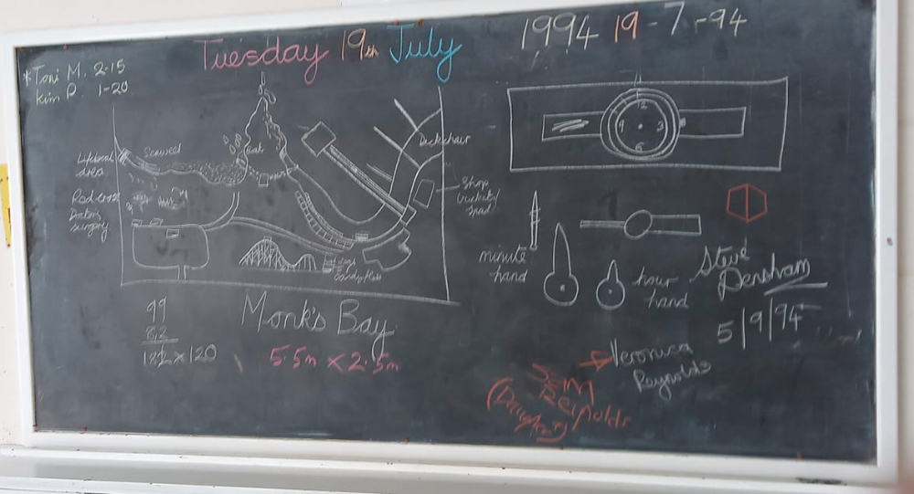 FROZEN IN TIME: SCHOOL DEMOLITION UNCOVERS BLACKBOARD FROM 1994