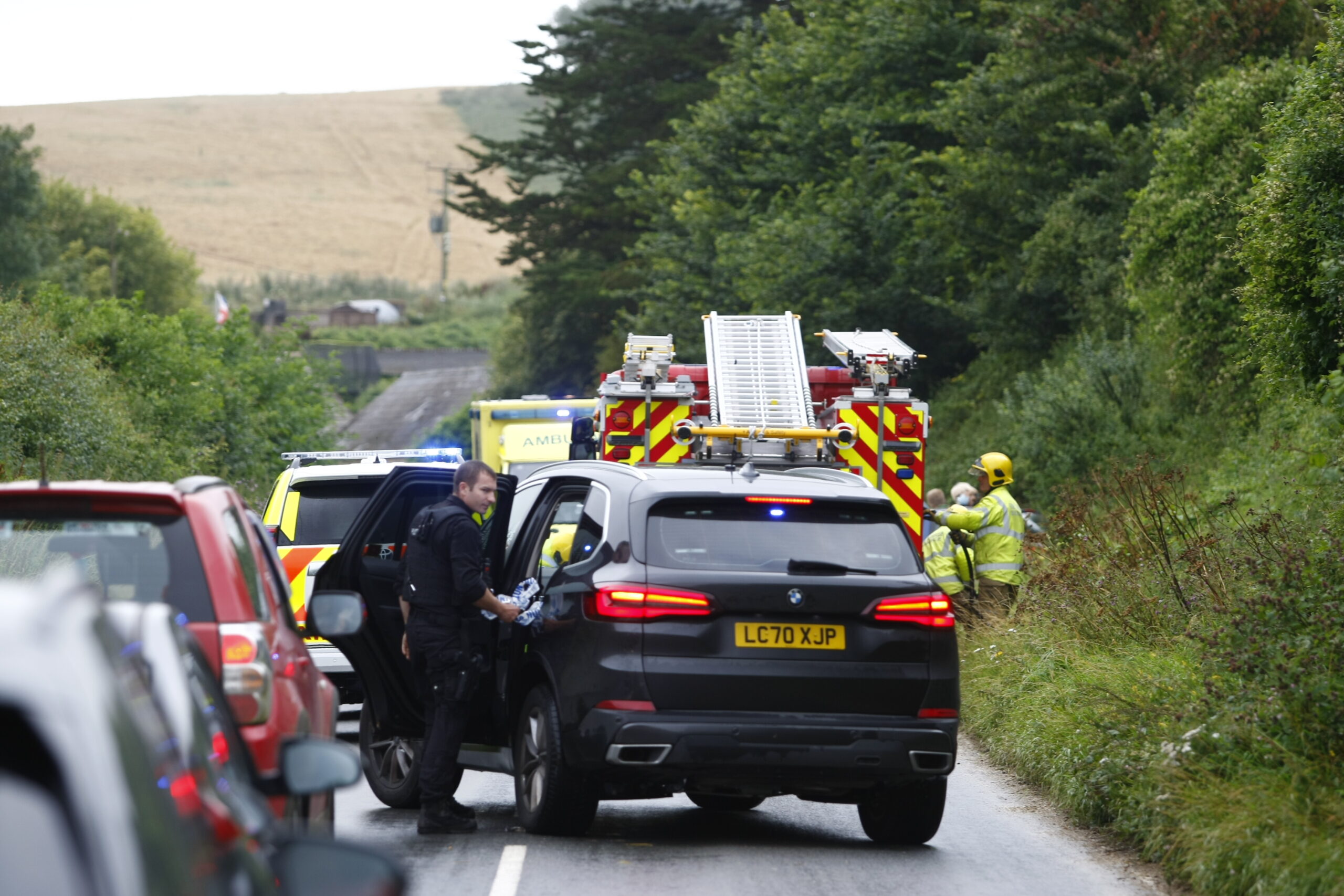 EMERGENCY TEAMS RESPOND AFTER CAR LEAVES THE CARRIAGEWAY IN BOWCOMBE