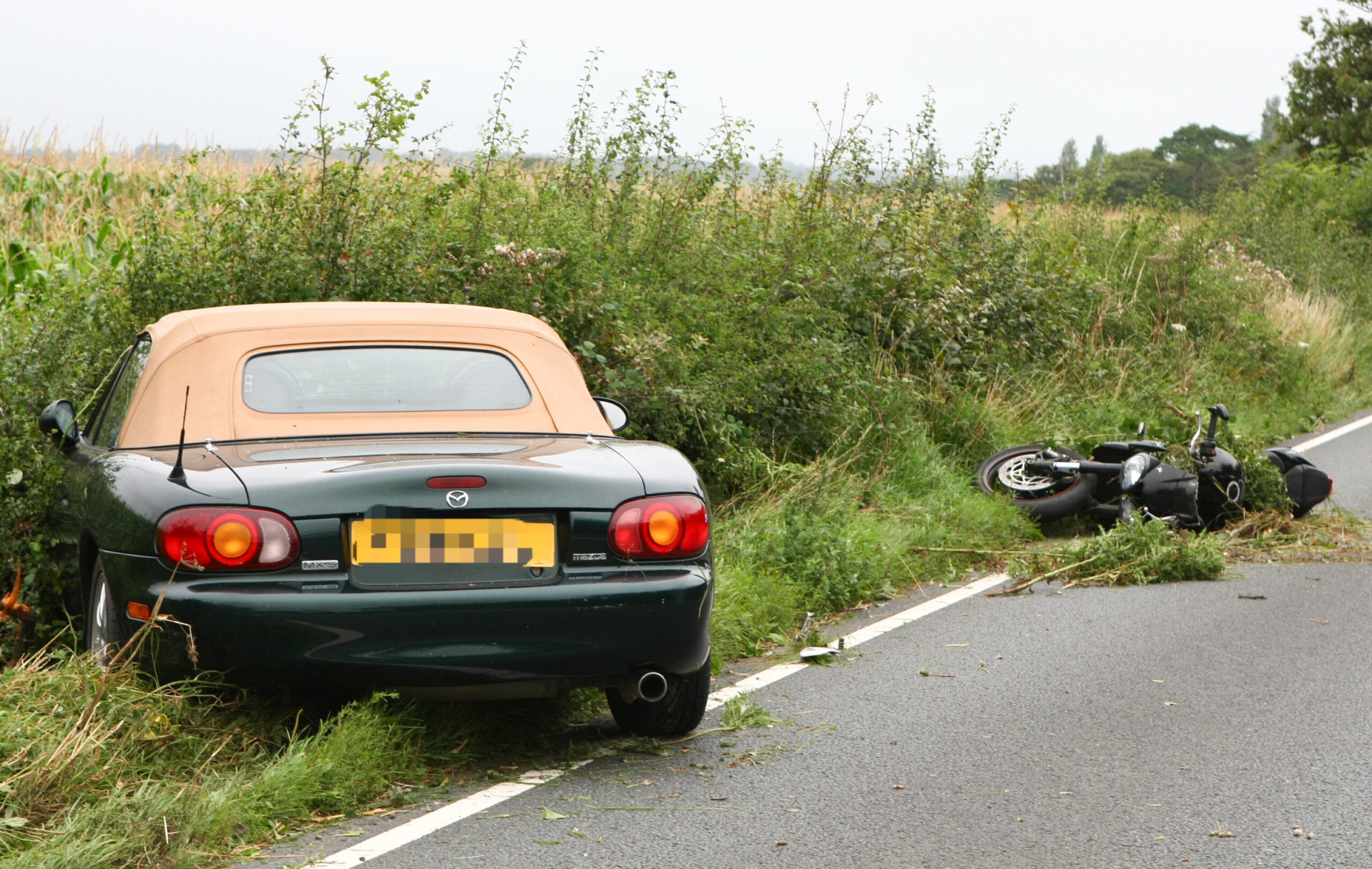 CAR AND MOTORCYCLE INVOLVED IN BRIDDLESFORD ROAD CRASH