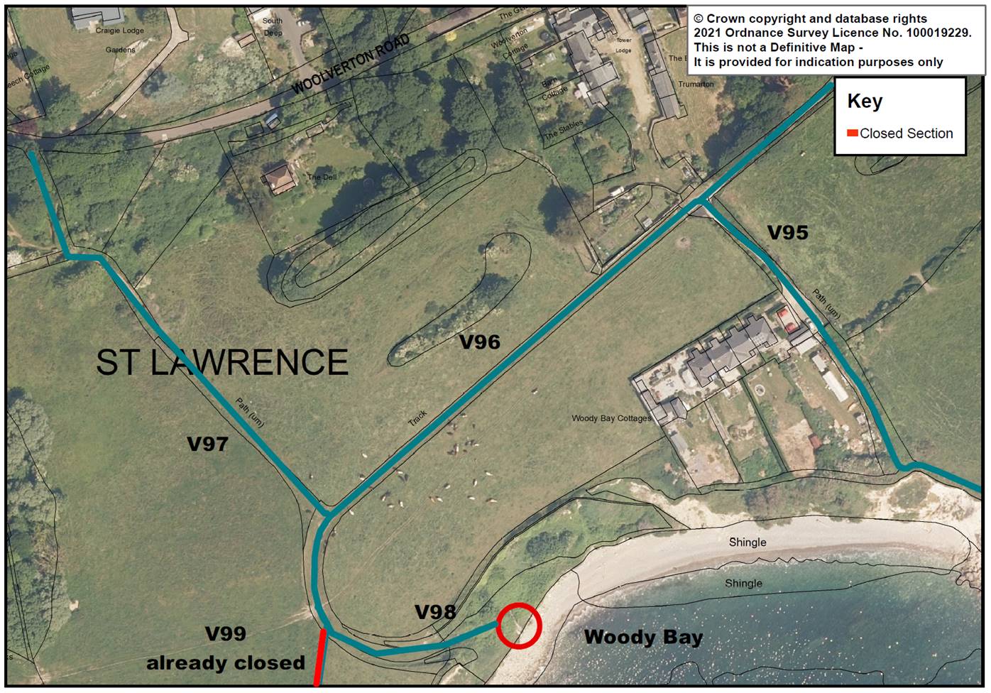 STEPS CLOSED AS LAND MOVEMENT NOTICED AT WOODY BAY