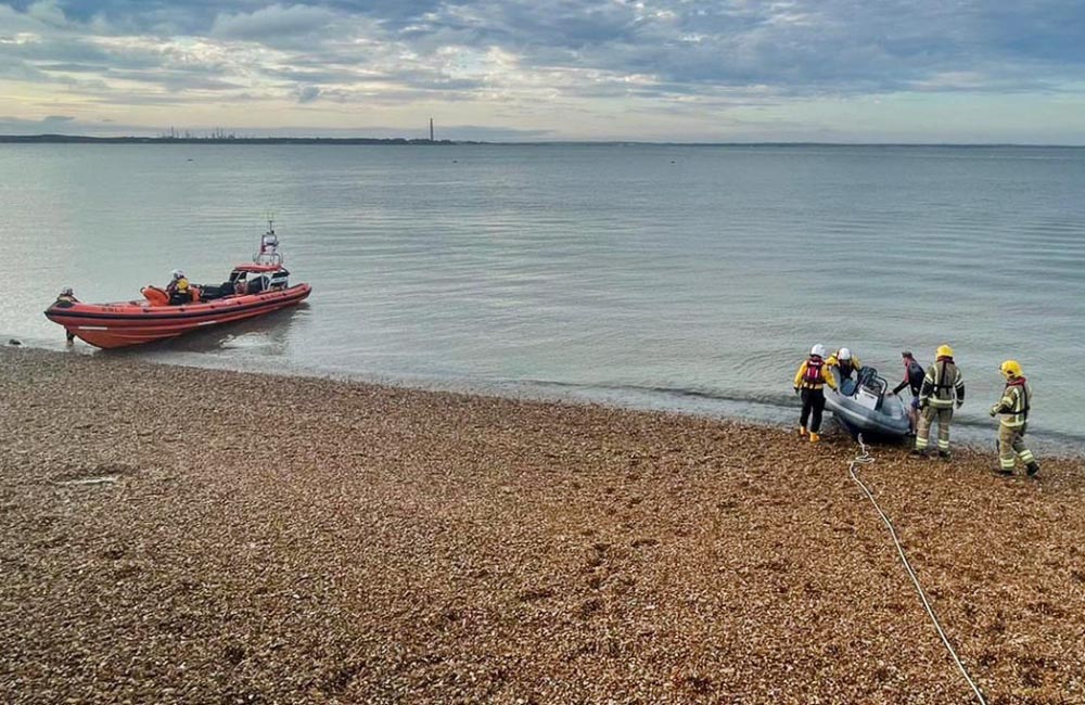 FIREFIGHTERS CALLED TO CHECK OVER RIB BROUGHT ASHORE BY COWES LIFEBOAT