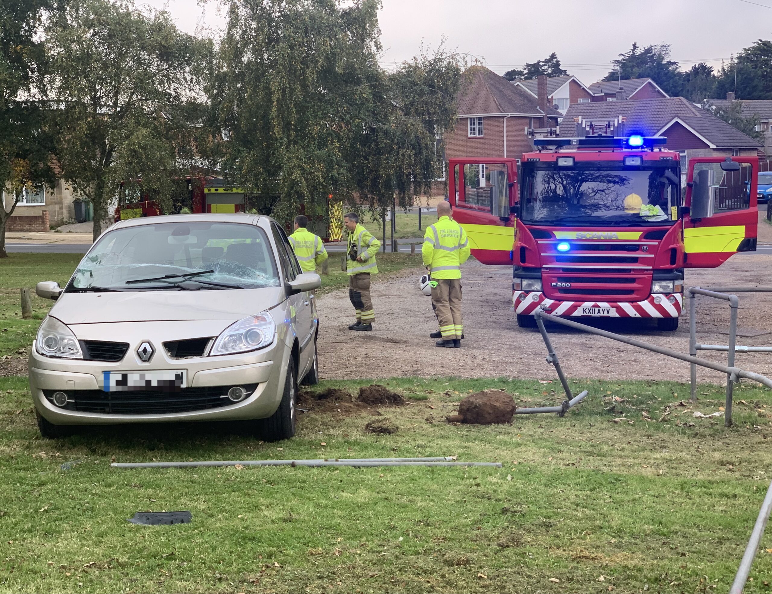 INJURIES SUSTAINED AS CAR CAREERS THROUGH RAILINGS IN SHANKLIN