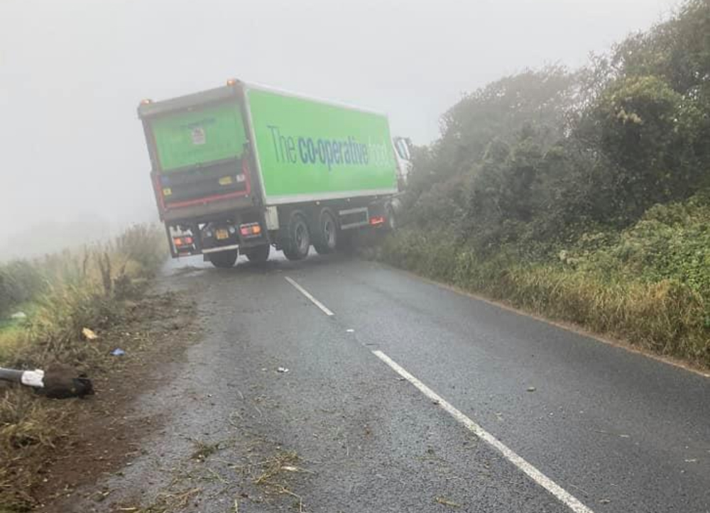 LORRY CRASH ON THE DOWNS FORCES ROAD CLOSURE