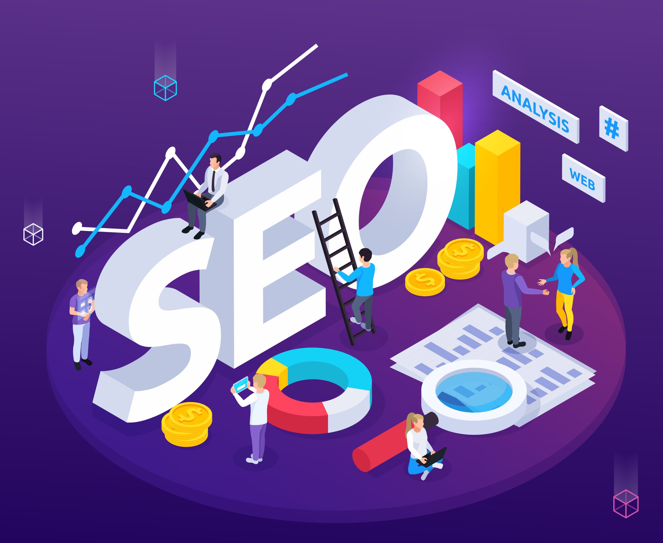 Seo Analysis Isometric Composition