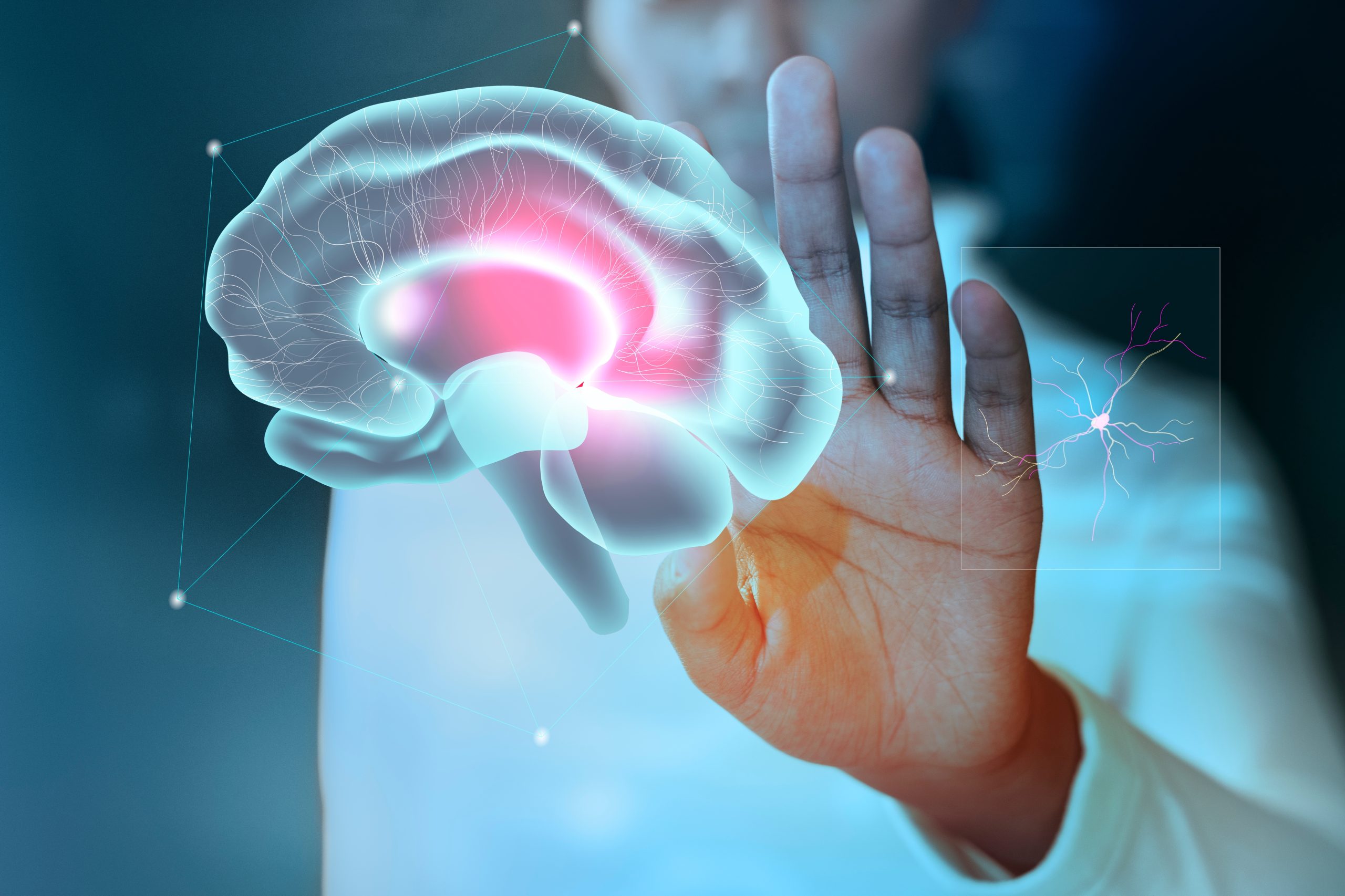 Woman Touching Virtual Interface Screen Smart Technology