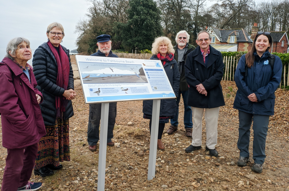 Fishbourne Parish Council And Ranger Charlotte (right) Unveil New Illustrated Panel