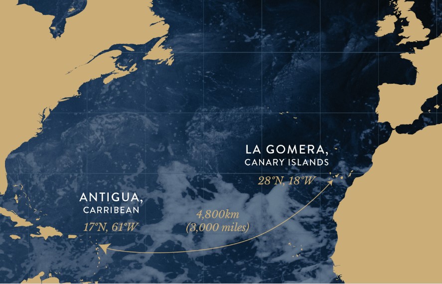 Route Of Cross-atlantic Row