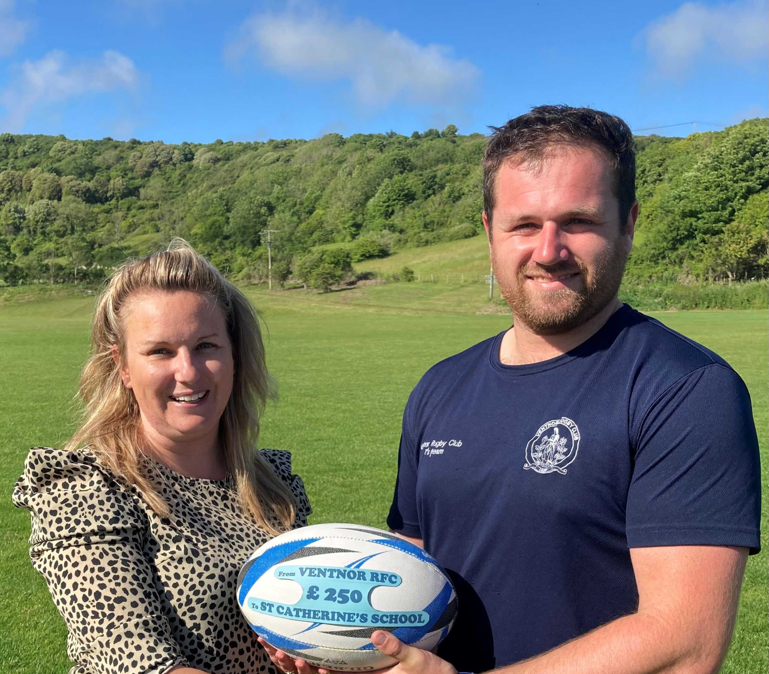 Vrfc Chairman Ed Blake With Tanya Smith From St Catherines's School