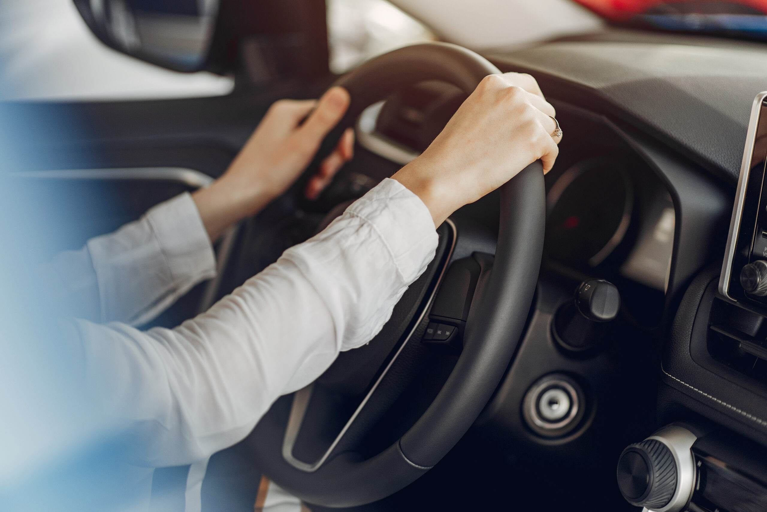 Stylish And Elegant Woman In A Car Salon