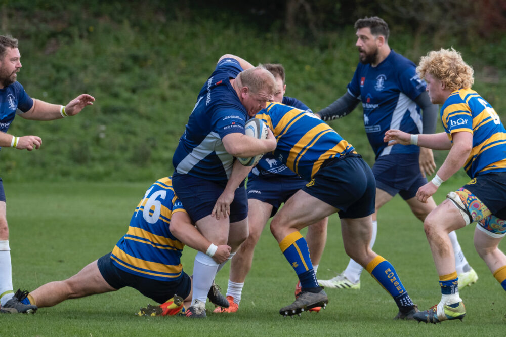Adam Pratt Is Tackled Supported By George Collett. Photo By Simon Dear