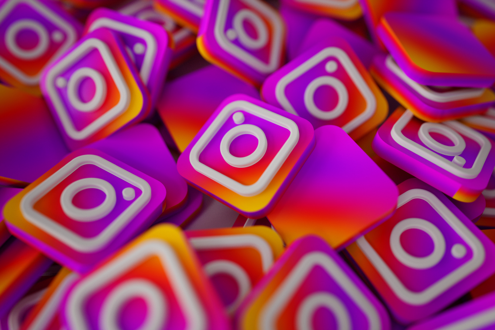 Pile Of 3d Instagram Logos