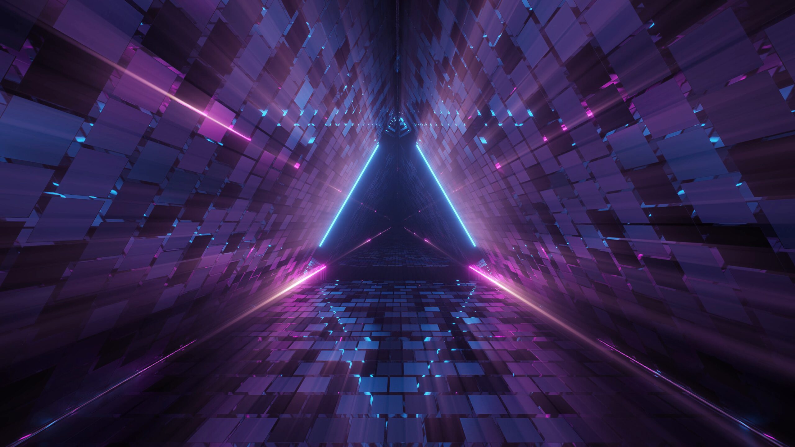 Cool Geometric Triangular Figure In A Neon Laser Light - Great For Backgrounds And Wallpapers