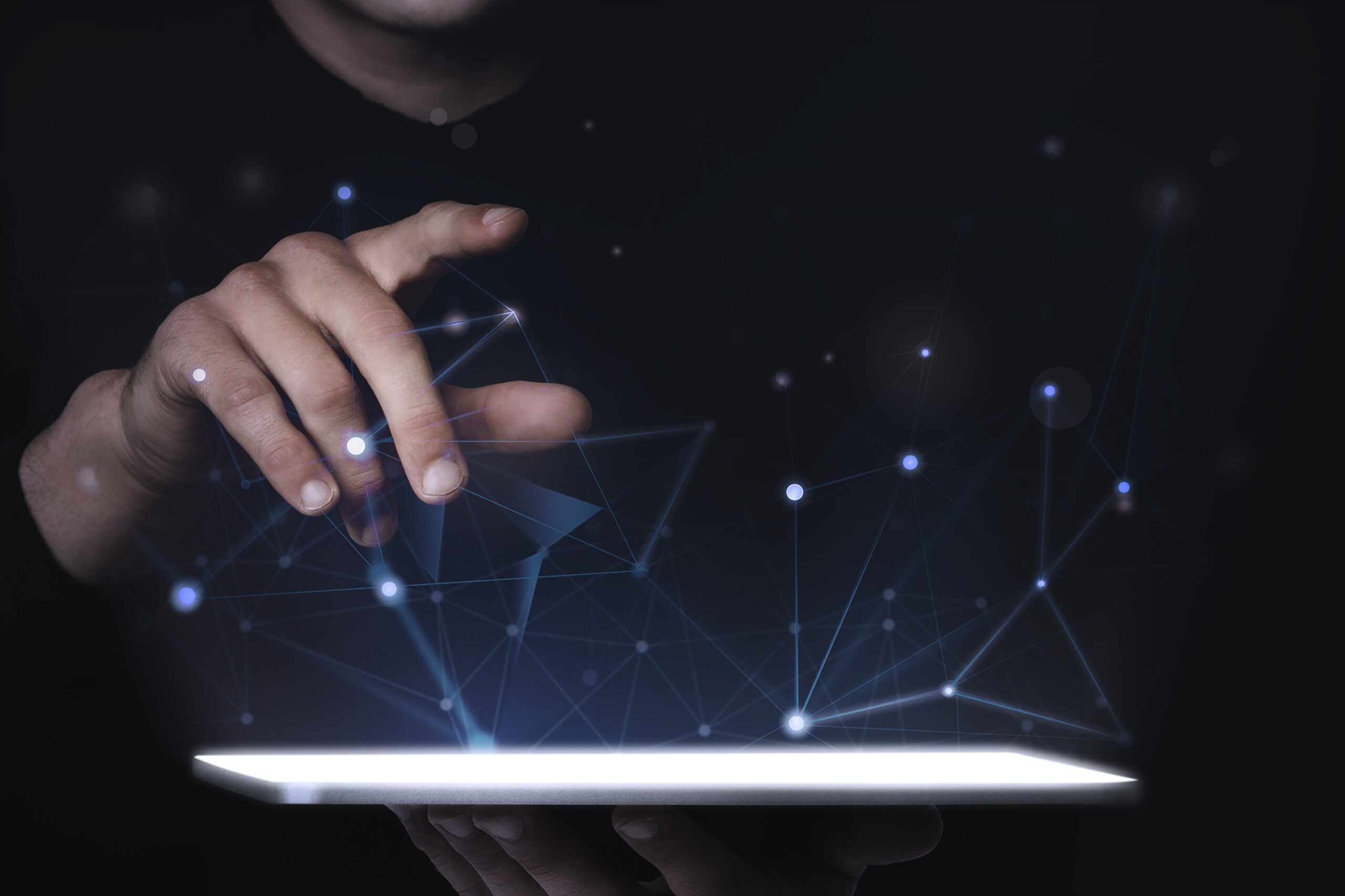 Man Using Digital Tablet Psd Mockup Smart Technology