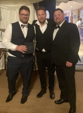 Ross Harris Accepts The 2nd Xv Player Of The Year Award From James Blake And Jack Rushton