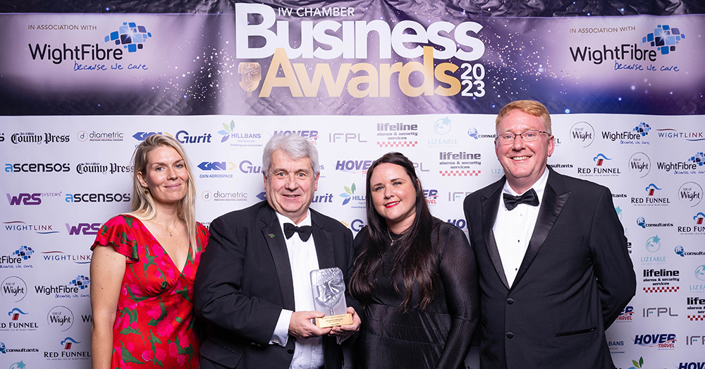 Visit Isle Of Wight Chamber Awards May 2023 Winners - L-r Sarah Alexander Will Myles Jo Hurt With Graham Barnetson Red Funnel