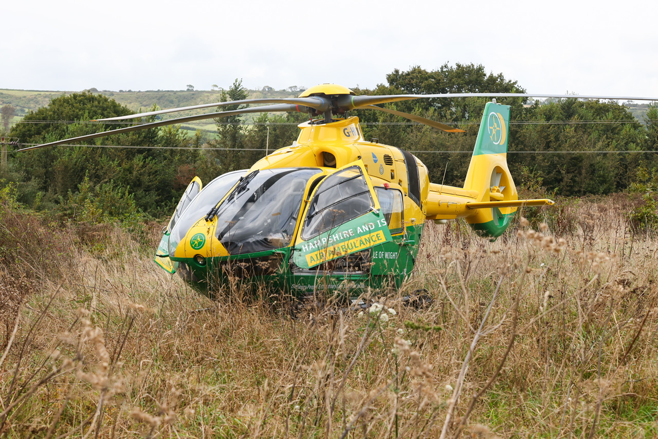 AIR AMBULANCE TOUCHES DOWN IN SANDOWN AMID EMERGENCY AT SANDHAM CLOSE