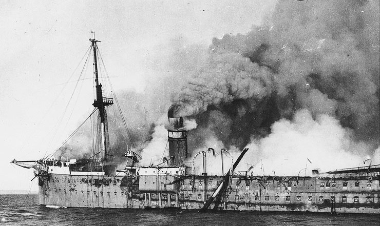 GERMAN STEAMSHIP CAUGHT FIRE OFF NEEDLES 100 YEARS AGO