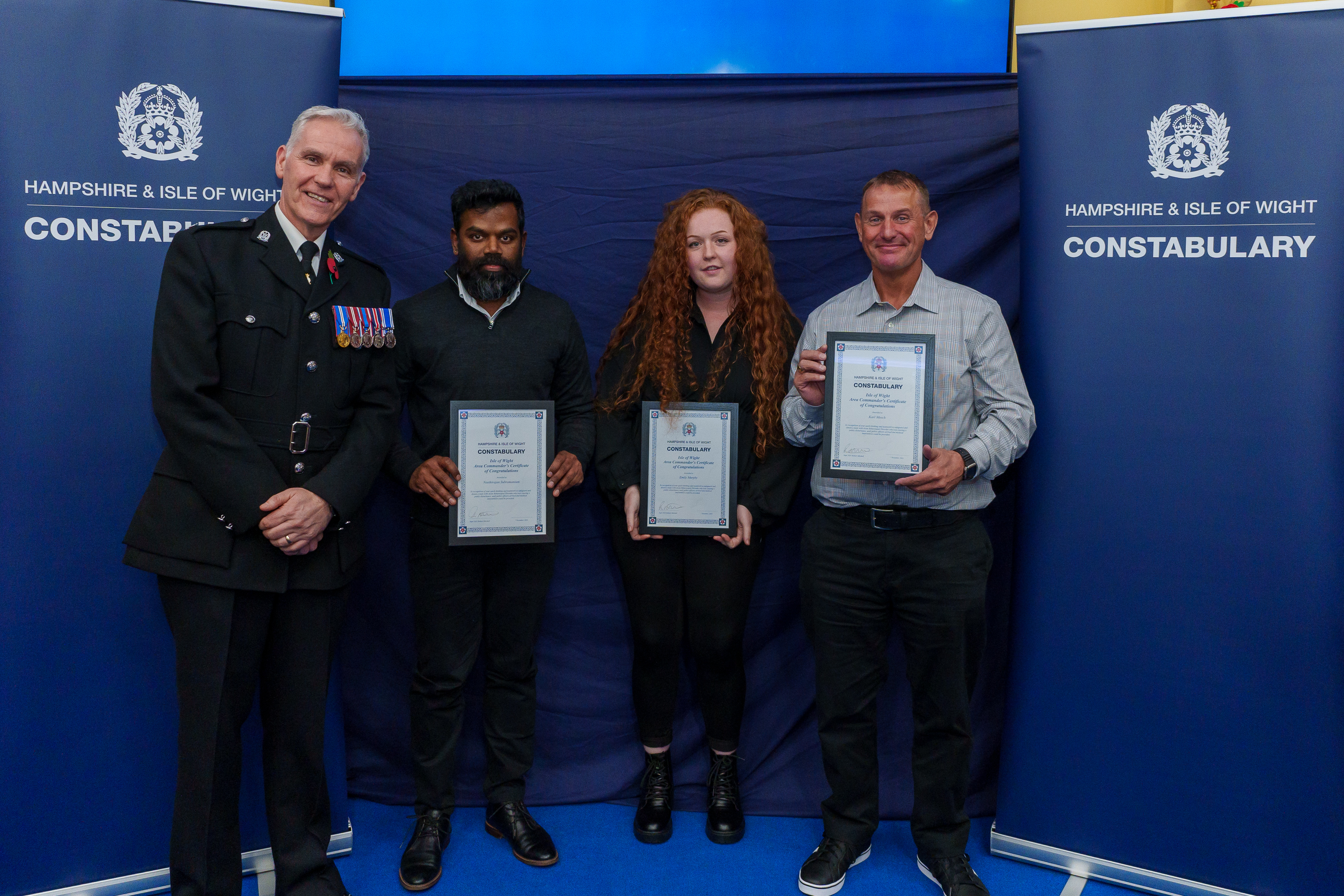 POLICE AND PUBLIC FORMALLY RECOGNISED FOR BRAVERY, COURAGE AND COMPASSION