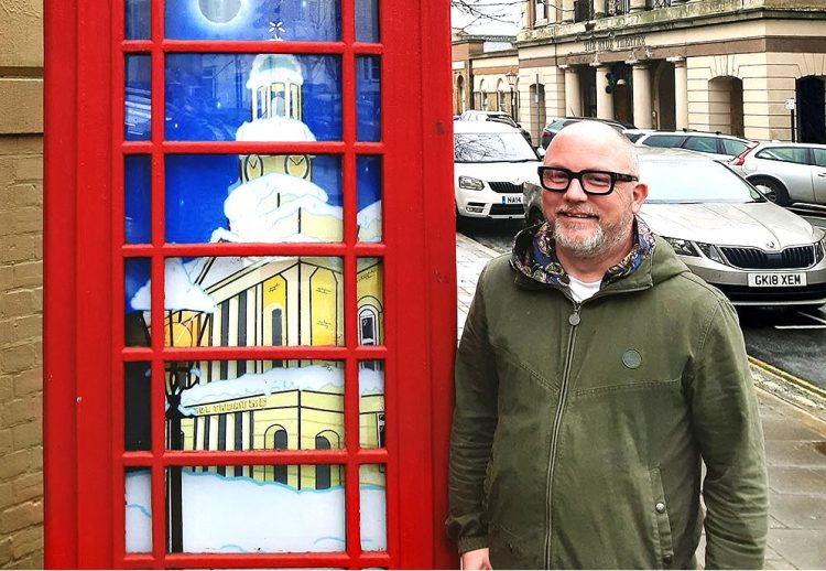 LET IT SNOW INSIDE RYDE’S PHONE BOX ART GALLERY