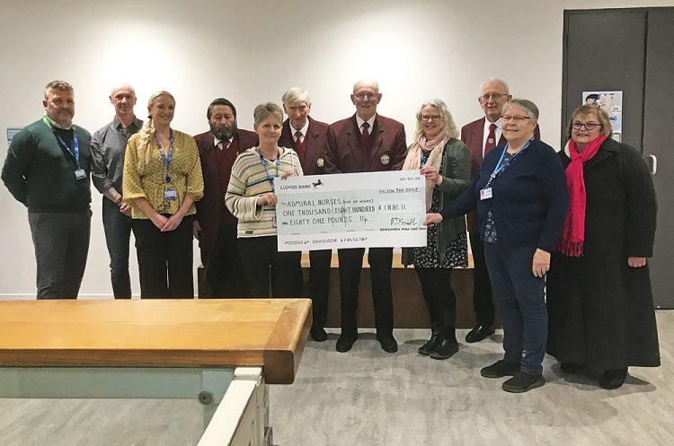 ADMIRAL NURSES DONATION THANKS TO COLLECTIONS AT MALE VOICE CHOIR CONCERTS
