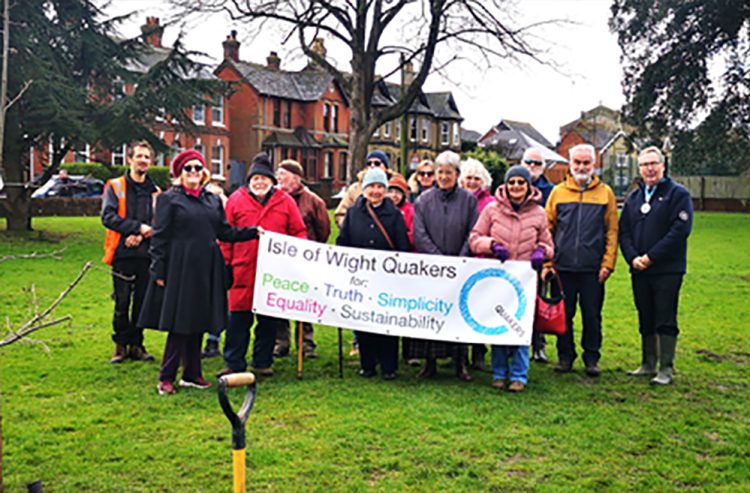 PAIR OF OAK TREES PLANTED AS ISLE OF WIGHT QUAKERS COMMEMORATE ANNIVERSARY