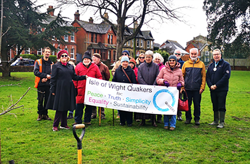 PAIR OF OAK TREES PLANTED AS ISLE OF WIGHT QUAKERS COMMEMORATE ANNIVERSARY