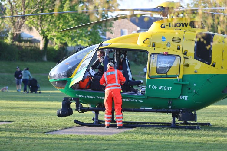 AIR AMBULANCE IN DASH TO QA FROM NEWPORT’S VICTORIA REC