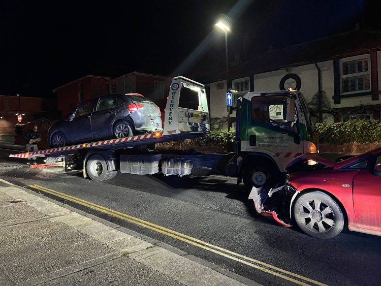 HEAVY DAMAGE AS CAR SMASHES INTO PARKED VEHICLES IN SHANKLIN TOWN CENTRE
