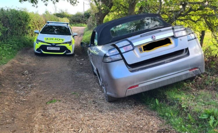 SAAB THAT FAILED TO STOP FOR POLICE LOCATED IN WOOTTON