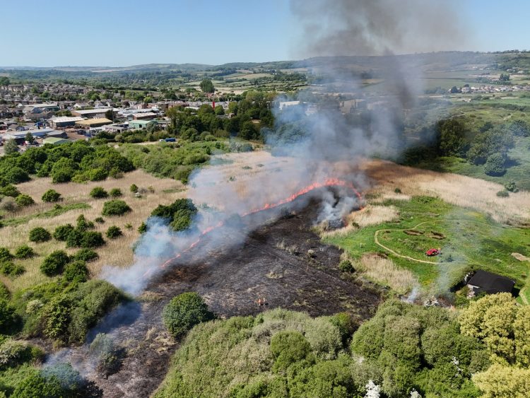 UPDATED: FLAMES ENGULF MARSHLAND IN SANDOWN AS WILDFIRE BREAKS OUT