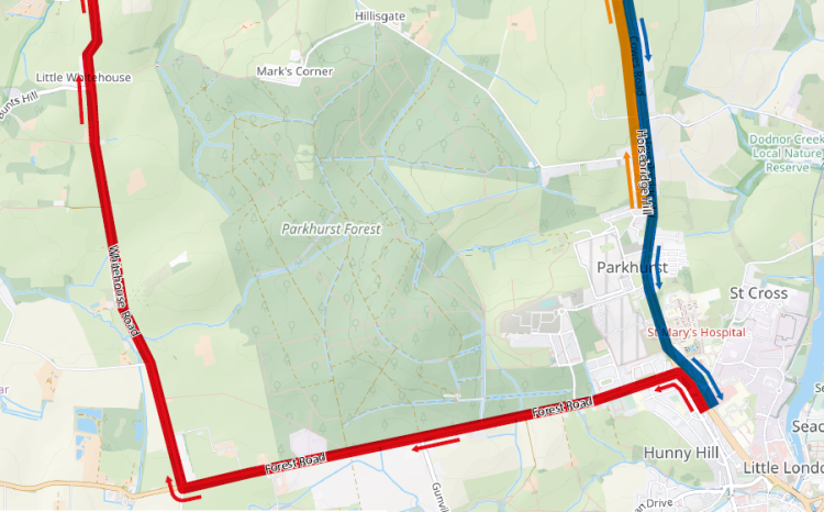 MAP DETAILING HORSEBRIDGE HILL ROADWORKS RELEASED BY ISLE OF WIGHT COUNCIL