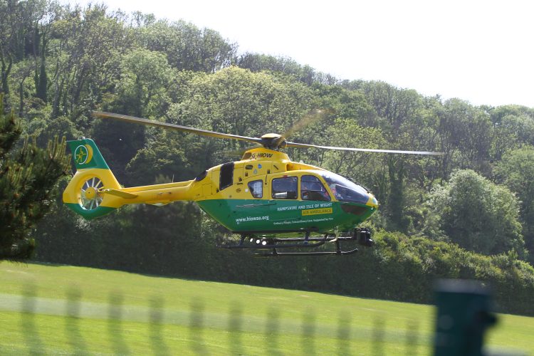 AIR AMBULANCE LANDS IN SCHOOL PLAYING FIELD AMID MEDICAL EMERGENCY IN UPPER VENTNOR