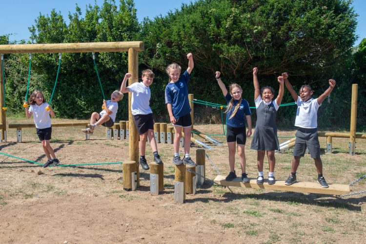 SCHOOL CHILDREN ENJOY NEW PLAYGROUND AT FRESHWATER’S STROUD RECREATION GROUND