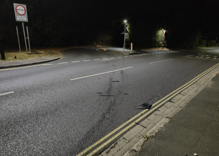 BMW DRIVER WIPES OUT TRAFFIC BOLLARD IN LATE-NIGHT RYDE CRASH