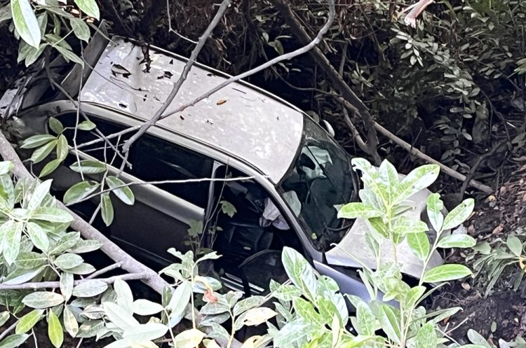 BMW SMASHES THROUGH WALL AND INTO RAVINE IN SHANKLIN