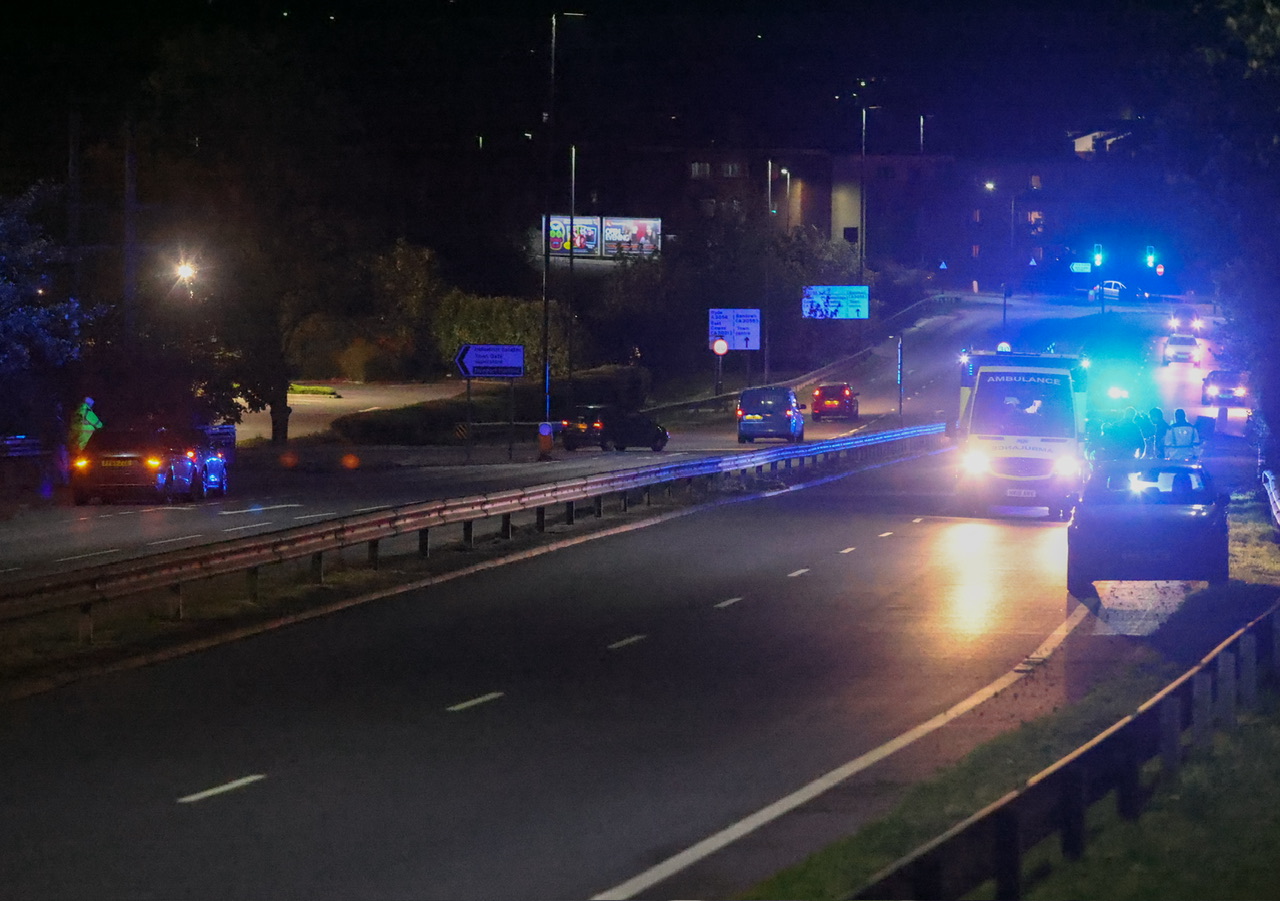 PEDESTRIAN STRUCK BY CAR ON DUAL CARRIAGEWAY – ROAD CLOSED