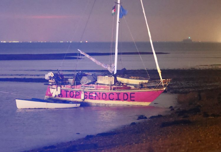 BOAT WITH ‘STOP GENOCIDE’ MESSAGE RUNS AGROUND NEAR WOOTTON CREEK