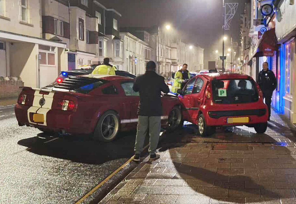 DRIVER ARRESTED AFTER MUSTANG SMASHES INTO STREET FURNITURE IN SANDOWN